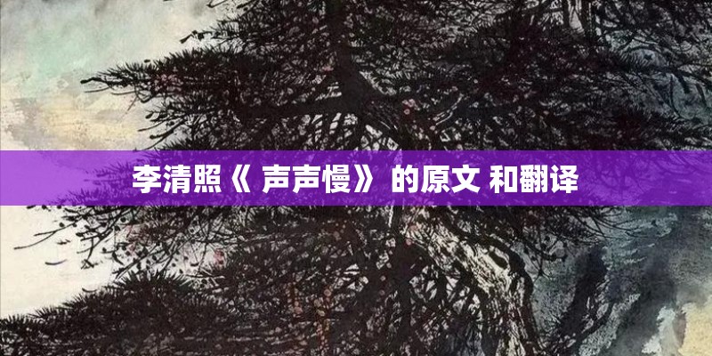 李清照《 声声慢》 的原文 和翻译