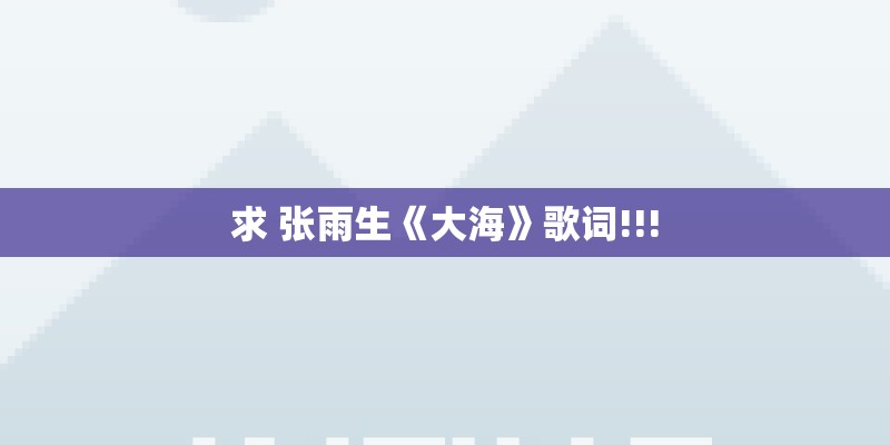 求 张雨生《大海》歌词!!!