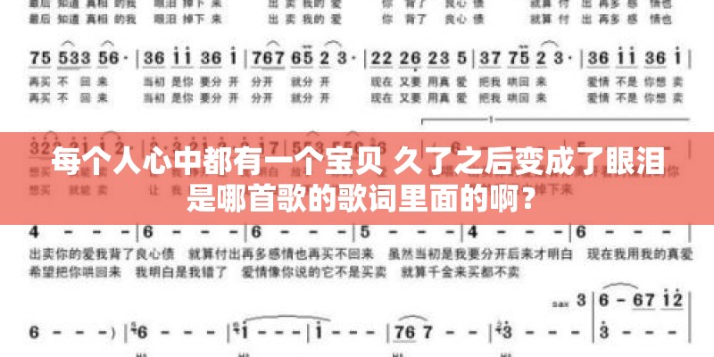 每个人心中都有一个宝贝 久了之后变成了眼泪 是哪首歌的歌词里面的啊？