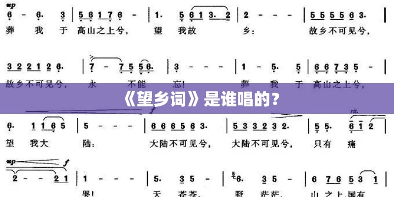 《望乡词》是谁唱的？