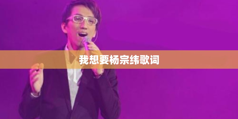 我想要杨宗纬歌词