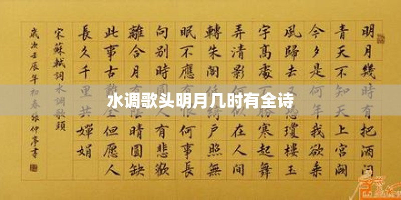水调歌头明月几时有全诗